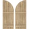 Ekena Millwork Americraft 6-Board (2 Batten) Wood Joined Board-n-Batten Shutters w/ Arch Top, ARW101BQ621X77UNH, PR ARW101BQ621X77UNH - alternate 1